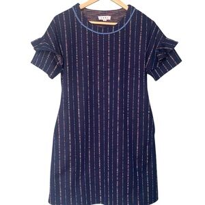 THML Navy Shift Dress with Ruffle Sleeves & Pockets